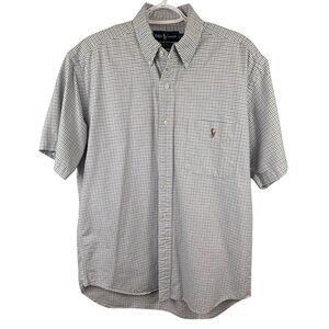 Ralph Lauren Mens Blake Medium Classic Fit Dark Blue Short Sleeve Button Down